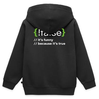 false – Funny programmer saying - Kids Premium Organic Zip-up Hoodie - black - Back - AI Model Kid Male (0cm)