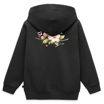 Branche de fleurs de pommier avec des accents de graffiti - Sweat Premium à capuche zippé enfant bio - noir - Dos - AI Model Kid Male (0cm)
