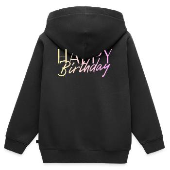 Bon anniversaire - Sweat Premium à capuche zippé enfant bio - noir - Dos - AI Model Kid Male (0cm)