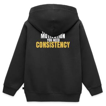 Tu n’as pas besoin de motivation, il te faut de la constance - Sweat Premium à capuche zippé enfant bio - noir - Dos - AI Model Kid Male (0cm)