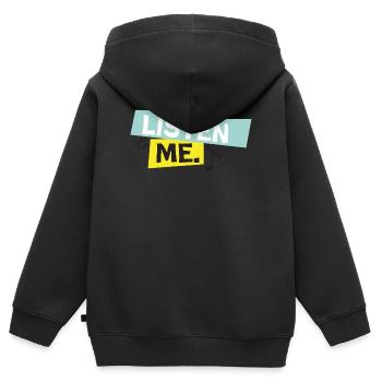 listen_to_me - Kids Premium Organic Zip-up Hoodie - black - Back - AI Model Kid Male (0cm)