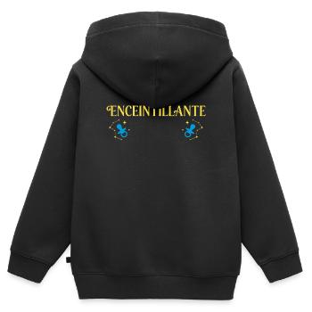 Enceintillante Humour Future Maman Grossesse - Sweat Premium à capuche zippé enfant bio - noir - Dos - AI Model Kid Male (0cm)