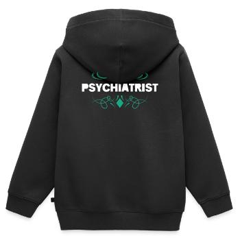 Psychiatrist Flourish Typography - Kinder Premium Organic Zip Hoodie - Schwarz - Hinten - AI Model Kid Male (0cm)