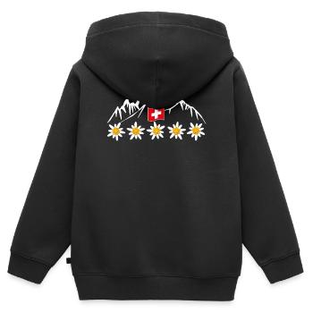 Schweiz, Berge, Gletscher, Urlaub - Kinder Premium Organic Zip Hoodie - Schwarz - Hinten - AI Model Kid Male (0cm)