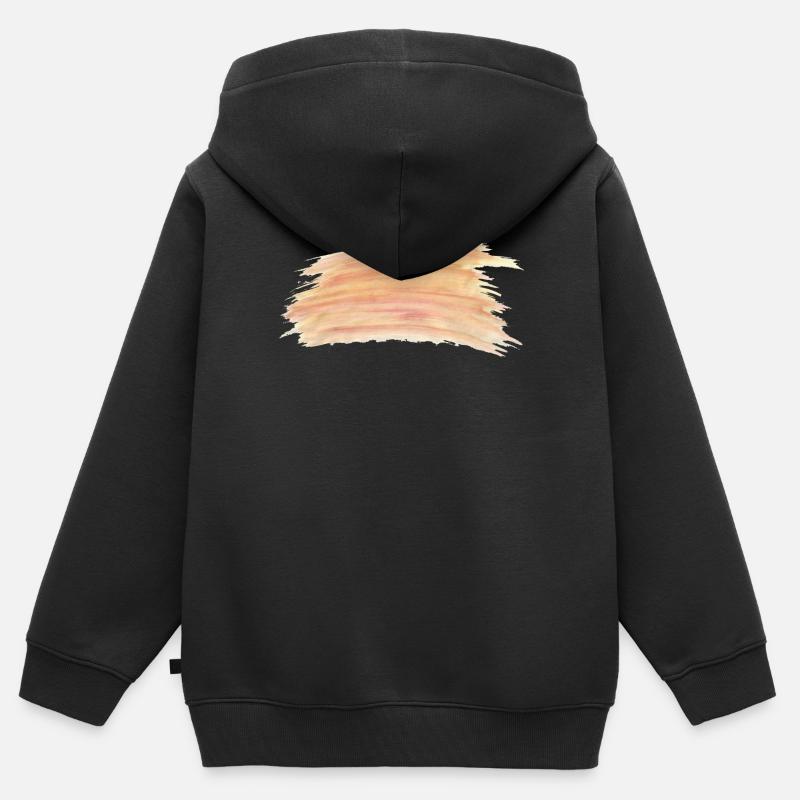 Rayures aquarelle pêche - Sweat Premium à capuche zippé enfant bio - noir