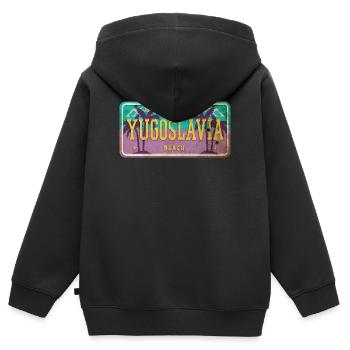 Jugoslawien Vintage Schild - Kinder Premium Organic Zip Hoodie - Schwarz - Hinten - AI Model Kid Male (0cm)