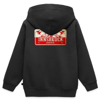 Innsbruck Österreich Vintage Schild - Kinder Premium Organic Zip Hoodie - Schwarz - Hinten - AI Model Kid Male (0cm)