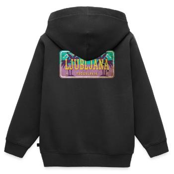Ljubljana Jugoslawien Vintage Schild - Kinder Premium Organic Zip Hoodie - Schwarz - Hinten - AI Model Kid Male (0cm)