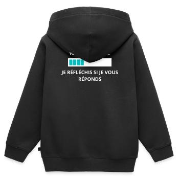 Veuillez patienter je réfléchis - Sweat Premium à capuche zippé enfant bio - noir - Dos - AI Model Kid Male (0cm)
