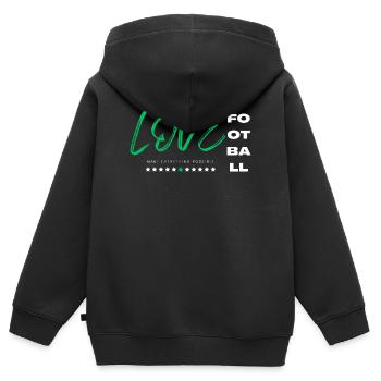 Ich liebe Fußball grün - Kinder Premium Organic Zip Hoodie - Schwarz - Hinten - AI Model Kid Male (0cm)