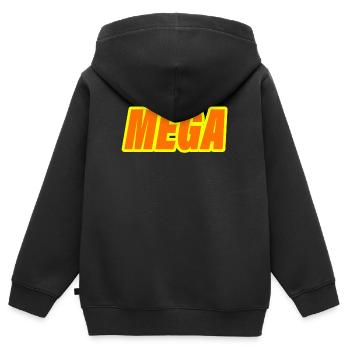 MEGA - Kinder Premium Organic Zip Hoodie - Schwarz - Hinten - AI Model Kid Male (0cm)