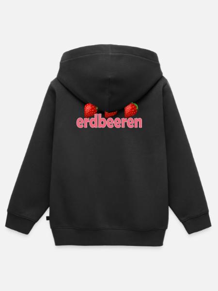 ERDBEEREN - Kinder Premium Organic Zip Hoodie - Schwarz