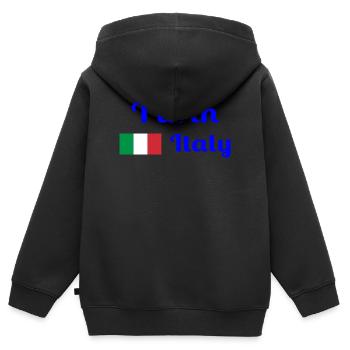 Turin, Italien - Stilvolle Drucke - Kinder Premium Organic Zip Hoodie - Schwarz - Hinten - AI Model Kid Male (0cm)