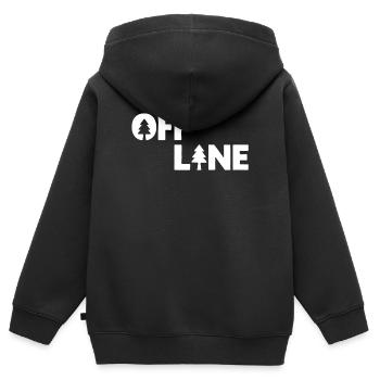 Hors ligne – Motif de dicton Nature, Forêt et Plein Air - Sweat Premium à capuche zippé enfant bio - noir - Dos - AI Model Kid Male (0cm)