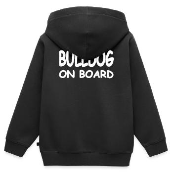 Bouledogue - Sweat Premium à capuche zippé enfant bio - noir - Dos - AI Model Kid Male (0cm)