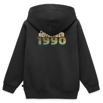 35e anniversaire Édition limitée (SCR) 11/1990 - Sweat Premium à capuche zippé enfant bio - noir - Dos - AI Model Kid Male (0cm)