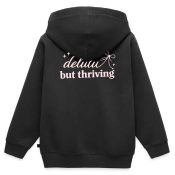Deluhu Thriving Schriftzug - Kinder Premium Organic Zip Hoodie - Schwarz - Hinten - AI Model Kid Male (0cm)