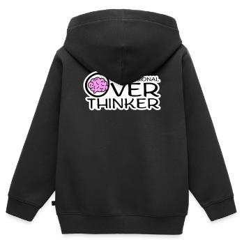 Logo drôle d’anxiété drôle et sombre de la réflexion professionnelle - Sweat Premium à capuche zippé enfant bio - noir - Dos - AI Model Kid Male (0cm)