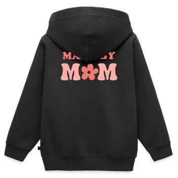 Hergestellt von MoM Floral-Logo - Kinder Premium Organic Zip Hoodie - Schwarz - Hinten - AI Model Kid Male (0cm)