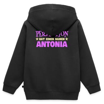 Frauenname Antonia - Kinder Premium Organic Zip Hoodie - Schwarz - Hinten - AI Model Kid Male (0cm)
