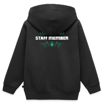 Staff Member Ornament Abzeichen - Kinder Premium Organic Zip Hoodie - Schwarz - Hinten - AI Model Kid Male (0cm)