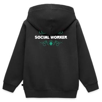 Sozialarbeiter Ornament-Design - Kinder Premium Organic Zip Hoodie - Schwarz - Hinten - AI Model Kid Male (0cm)