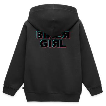 Biker girl glitch - Kids Premium Organic Zip-up Hoodie - black - Back - AI Model Kid Male (0cm)