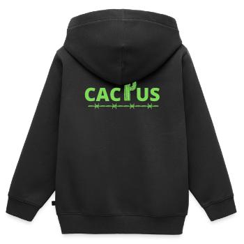 Kaktus, humorvoller Kaktus - Kinder Premium Organic Zip Hoodie - Schwarz - Hinten - AI Model Kid Male (0cm)