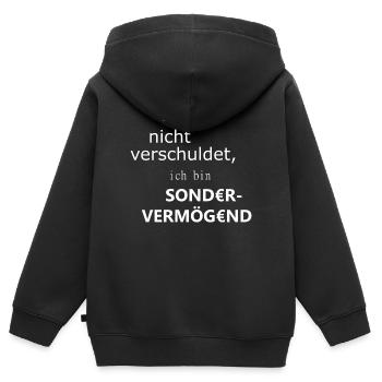 Ich bin sondervermögend - Kinder Premium Organic Zip Hoodie - Schwarz - Hinten - AI Model Kid Male (0cm)