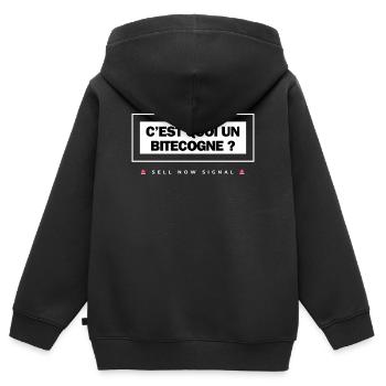 C EST QUOI UN BITECOGNE ? 🚨SELL NOW SIGNAL🚨 - Sweat Premium à capuche zippé enfant bio - noir - Dos - AI Model Kid Male (0cm)