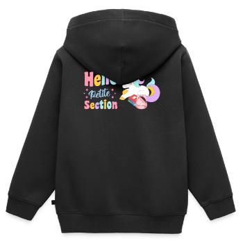 Hello Petite Section Rentrée Scolaire Maternelle - Sweat Premium à capuche zippé enfant bio - noir - Dos - AI Model Kid Male (0cm)