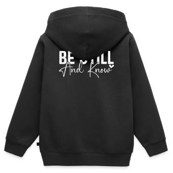 Sei still und wisse - Kinder Premium Organic Zip Hoodie - Schwarz - Hinten - AI Model Kid Male (0cm)