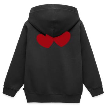 2 rote Herzen Herz rot Geschenk Valentinstag - Kinder Premium Organic Zip Hoodie - Schwarz - Hinten - AI Model Kid Male (0cm)