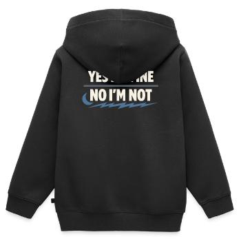 Périménopause Humour Périménopause - Sweat Premium à capuche zippé enfant bio - noir - Dos - AI Model Kid Male (0cm)