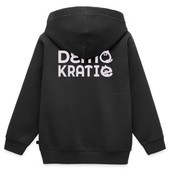 Démocratie des chats - Sweat Premium à capuche zippé enfant bio - noir - Dos - AI Model Kid Male (0cm)