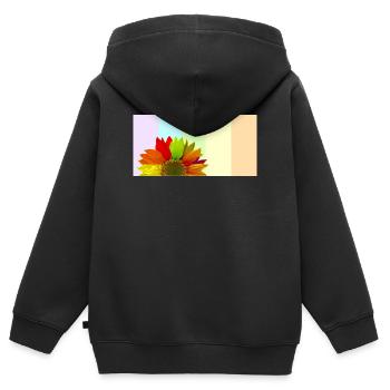 Bunte Regenbogen-Sonnenblume – Pastellstreifen-Aesthet - Kinder Premium Organic Zip Hoodie - Schwarz - Hinten - AI Model Kid Male (0cm)
