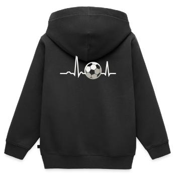 Fußball Herzschlag EKG Linie Fußballfan Geschenk - Kinder Premium Organic Zip Hoodie - Schwarz - Hinten - AI Model Kid Male (0cm)