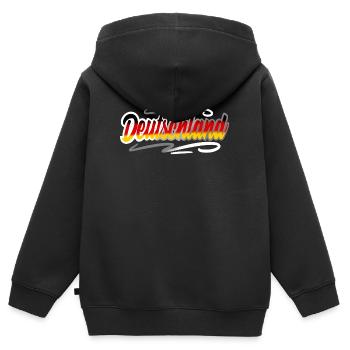 Deutschland - Kinder Premium Organic Zip Hoodie - Schwarz - Hinten - AI Model Kid Male (0cm)
