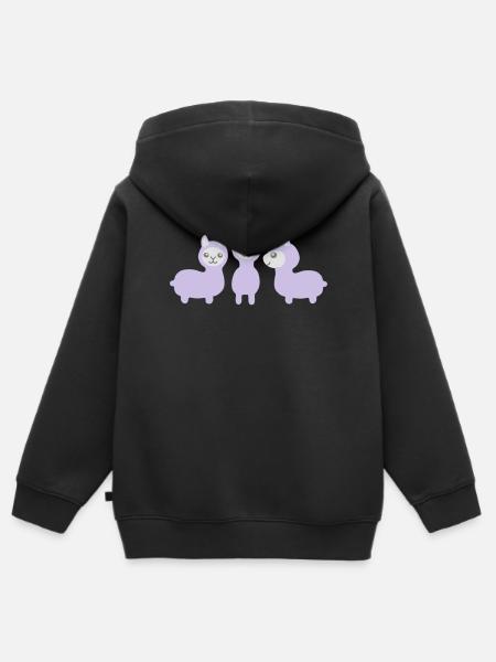 Drei Alpakas - Kinder Premium Organic Zip Hoodie - Schwarz
