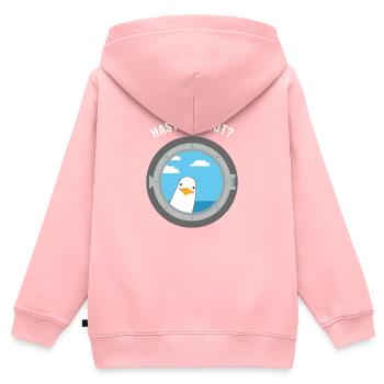Hast du Brot? - Kinder Premium Organic Zip Hoodie - Rosa - Hinten - AI Model Kid Female (0cm)