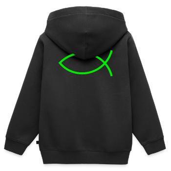 Jesusfisch grün Ichthys Fisch Fische - Kinder Premium Organic Zip Hoodie - Schwarz - Hinten - AI Model Kid Male (0cm)