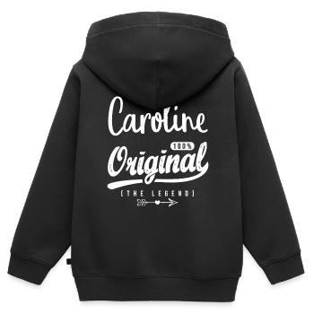 Caroline ORIGINAL personalisierte Mädchen caroline - Kinder Premium Organic Zip Hoodie - Schwarz - Hinten - AI Model Kid Male (0cm)