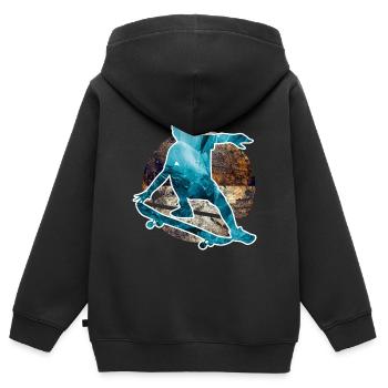Young Skateboard - Kids Premium Organic Zip-up Hoodie - black - Back - AI Model Kid Male (0cm)