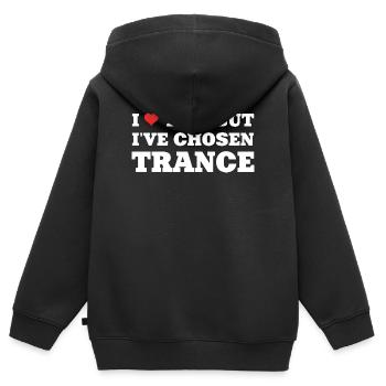 Je t’aime mais j’ai choisi la transe ! - Chemise Rave - Sweat Premium à capuche zippé enfant bio - noir - Dos - AI Model Kid Male (0cm)