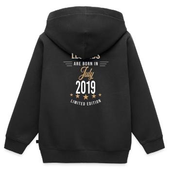 Legends are born in July 2019 - Sweat Premium à capuche zippé enfant bio - noir - Dos - AI Model Kid Male (0cm)