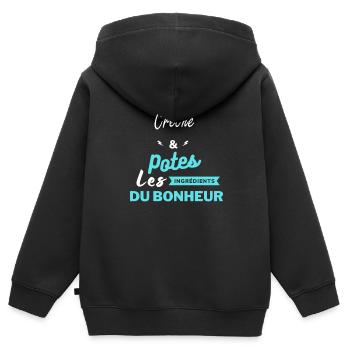 potes les ingrédients du bonheur Crèche - Sweat Premium à capuche zippé enfant bio - noir - Dos - AI Model Kid Male (0cm)