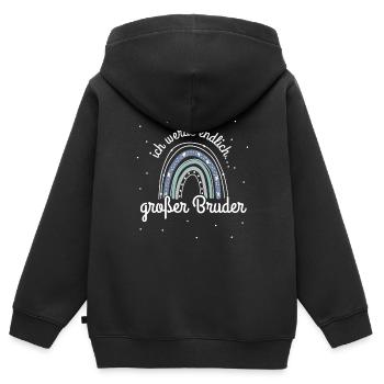 Ich werde Großer Bruder / Großer Bruder 2023 - Kinder Premium Organic Zip Hoodie - Schwarz - Hinten - AI Model Kid Male (0cm)