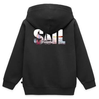 SEGEL - Kinder Premium Organic Zip Hoodie - Schwarz - Hinten - AI Model Kid Male (0cm)
