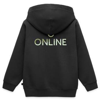 lettrage en ligne - Sur Bouton actif - Sweat Premium à capuche zippé enfant bio - noir - Dos - AI Model Kid Male (0cm)