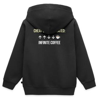 Infinite Coffee Active Cheat Code - Kids Premium Organic Zip-up Hoodie - black - Back - AI Model Kid Male (0cm)